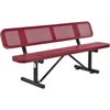 Global Industrial 72 Perforated Metal Outdoor Picnic Bench with Backrest, Red 694557RD
